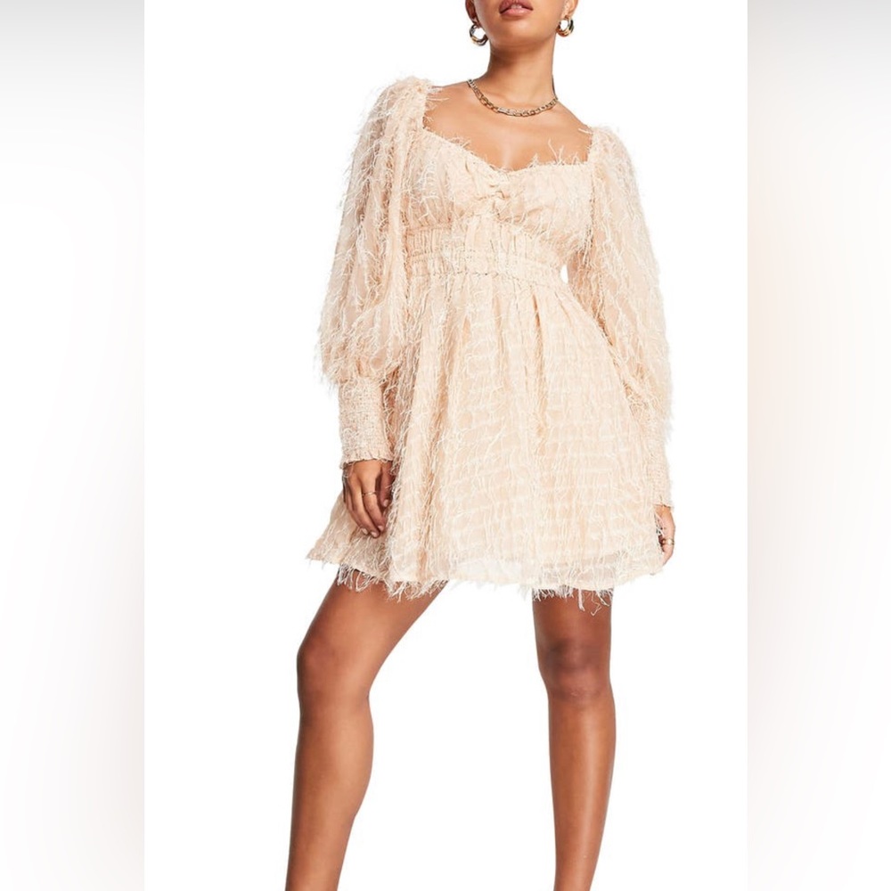 ASOS DESIGN
Fluffy Shirred Long
Sleeve Minidress